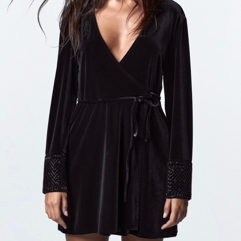 Zara Velvet Wrap Mini Dress